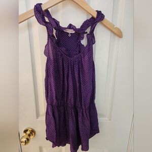 Rebecca Taylor Purple Ruffled Tiered Silk Racerback Babydoll Top